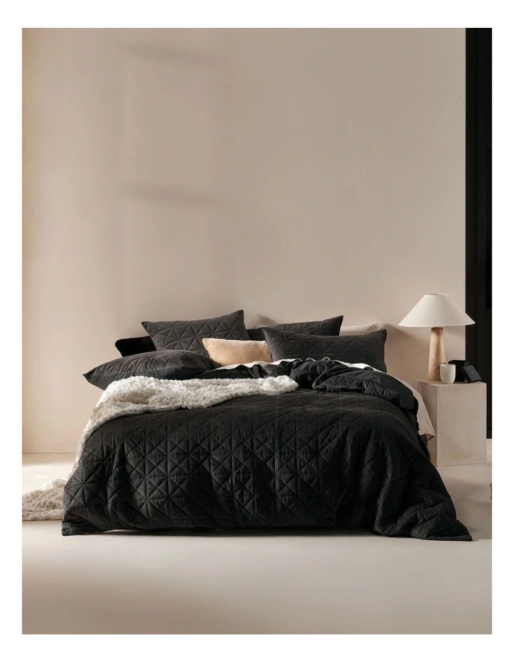 Linen House Heath Quilt Cover Set Black