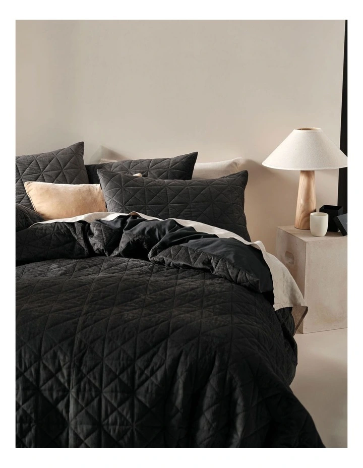 Linen House Heath Quilt Cover Set Black - Image 3