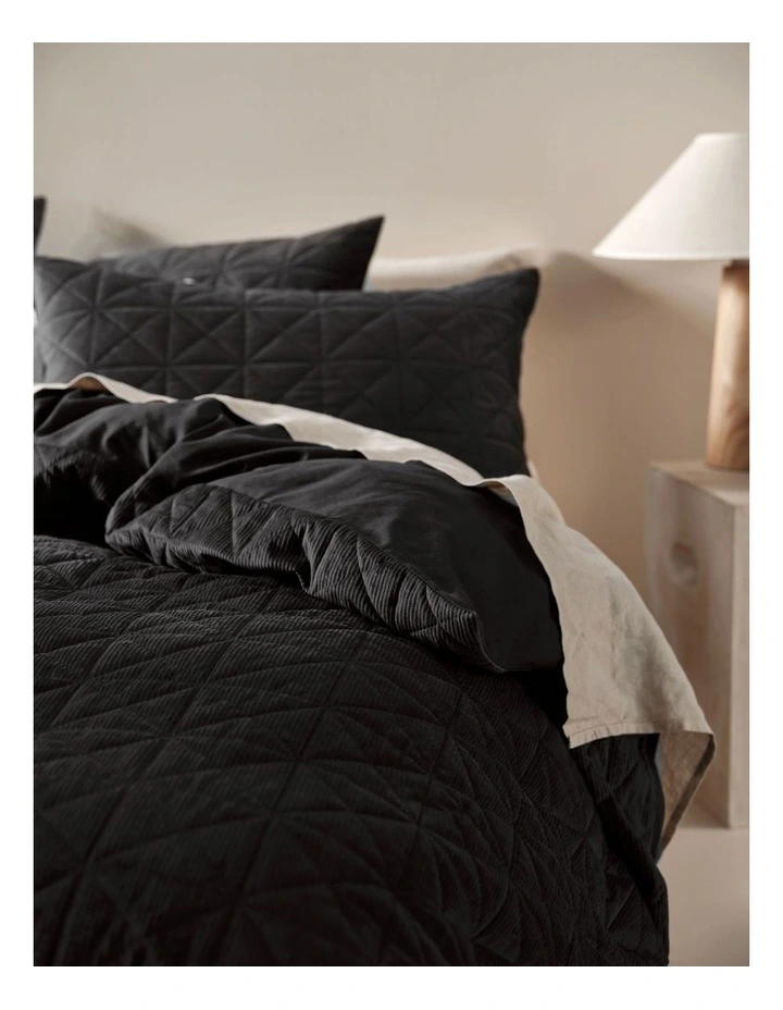 Linen House Heath Quilt Cover Set Black - Image 5
