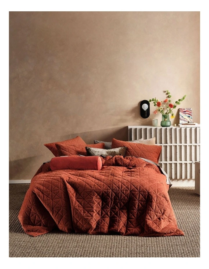 Linen House Heath Quilt Cover Set Rust