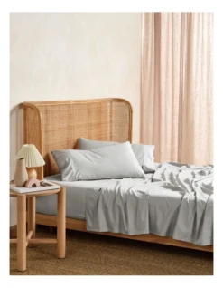 Linen House Nara Bamboo Cotton 400TC Sheet Set Silver
