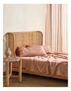 Linen House Nara Bamboo Cotton 400TC Sheet Set Clay