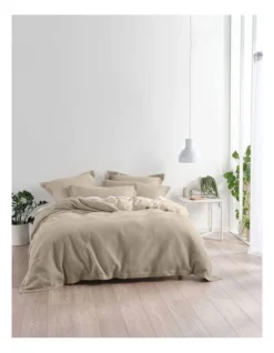 Linen House Deluxe Waffle Quilt Cover Set In Tan