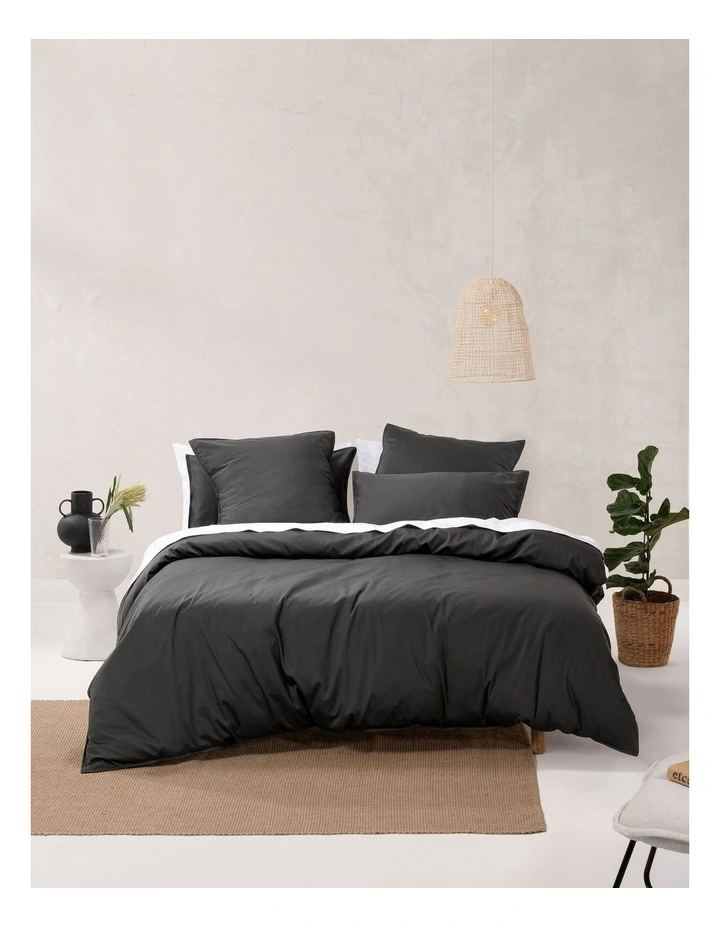 Linen House Nara 400TC Bamboo Cotton Quilt Cover Set Charcoal