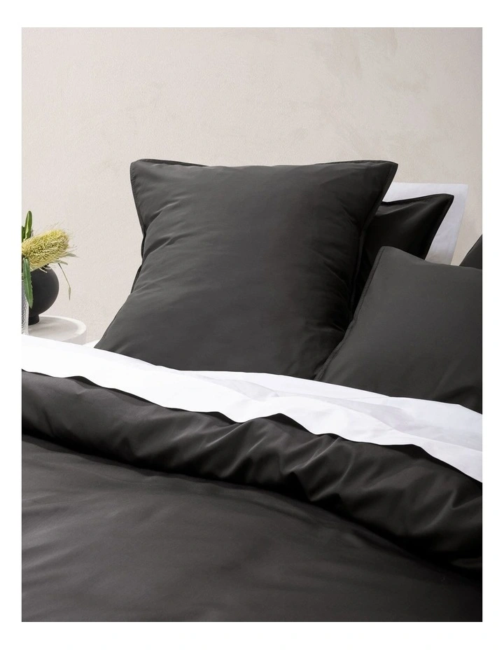 Linen House Nara 400TC Bamboo Cotton Quilt Cover Set Charcoal - Image 3