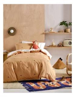 Bear Hug Quilt Cover Set In Caramel/Cream
