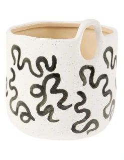 Linen House Paterna Planter Pot 15cm Black Squiggle