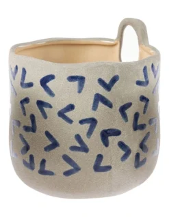 Linen House Paterna Planter Pot 15cm Blue Arrow